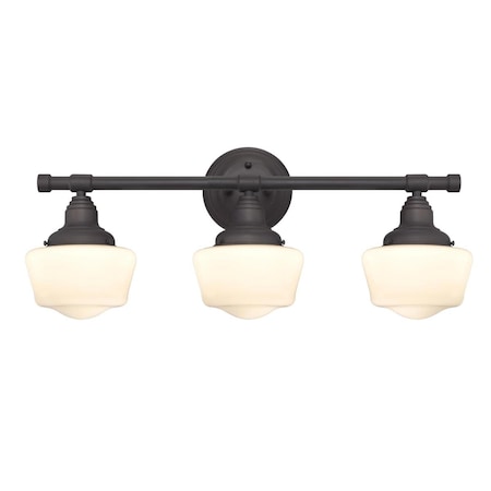Westinghouse Fixture Wall 60W 3-Light Scholar ORB White Opal Schoolhouse Glass 6342100